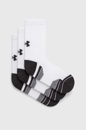 Ponožky Under Armour 3-pak pánske, biela farba, 1379512