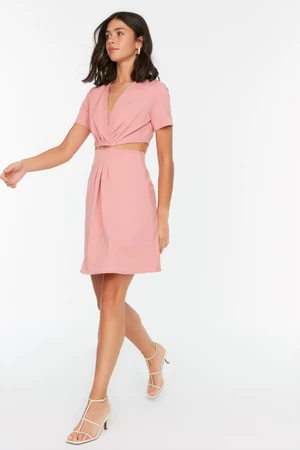 Trendyol Pale Pink Waist Detailed Woven Dress