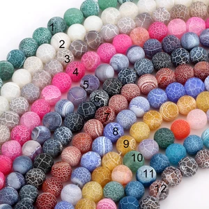 6MM/8MM/10MM Round Matte multicolor Frost Agates Natural Semi-precious stones Loose Beads DIY necklace Jewelry Making