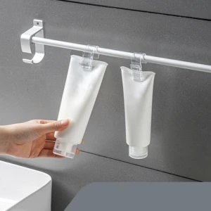 4 Pcs Japanese-style Simple Storage Household Hook Clip Transparent Ring-shaped Bathroom Sink Face Wash Toothpaste Hanging Hook