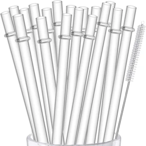 20-Pack Reusable Hard Plastic Clear Straws 9 Inch Tumbler Straws with Cleaning Brush 230mm Drinking Straw for 20 30 40oz Tumbler