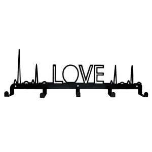 Metal Wall Hanger Electrocardiogram Love Metal Coat Rack Wall Mount Hanger Home Decoration Hat Rack Key Rack Entryway Coat Hooks