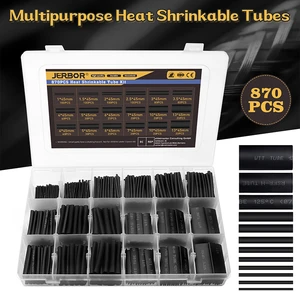 870Pcs Black Assorted Polyolefin Heat Shrinkable Tubing Hollow Tube Sleeves Wrap Wire Set Non-slip Heat Shrink Tube