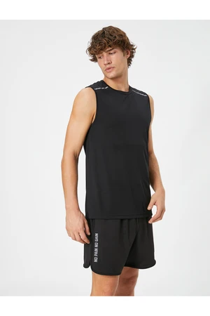 Koton Sports Shorts Lace-Up Waist, Pocket Detailed, Slogan Printed.