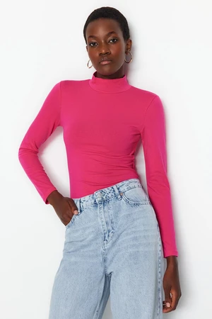 Trendyol Fuchsia Turtleneck Snap Knitted Bodysuit