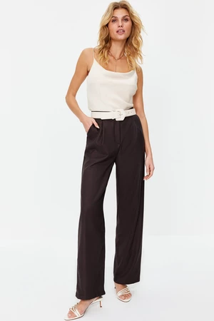 Trendyol Dark Brown Straight/Straight Fit Woven Trousers