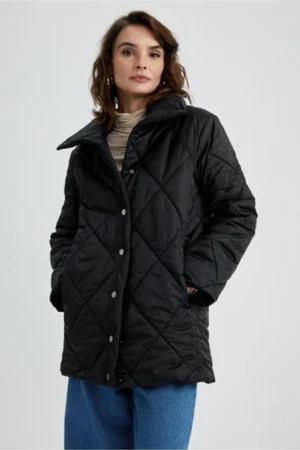 DEFACTO Water and Windproof Stand Collar Basic Quilted Coat