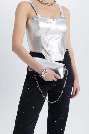 DEFACTO Heart Neck Corset Look Shiny Fabric Strappy Blouse