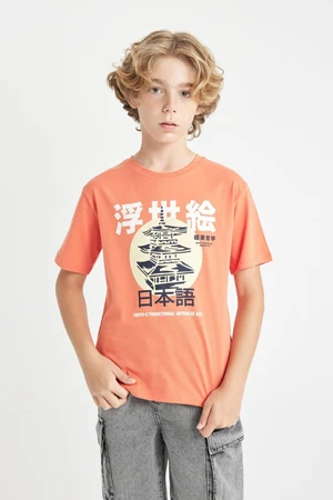 DEFACTO Boy's Crew Neck Printed Short Sleeve T-Shirt