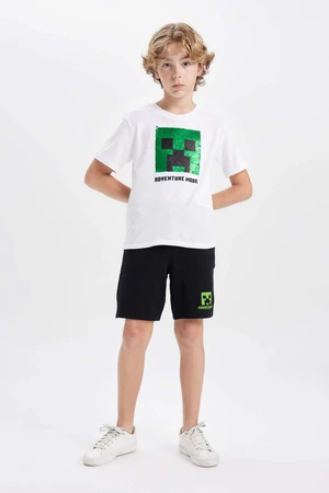 DEFACTO Boy Minecraft Short Sleeve T-Shirt Shorts 2 Piece Set