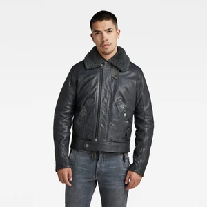 G-STAR Bunda - Leather jkt sivá