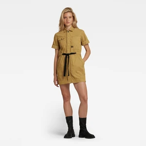 G-STAR Šaty - Army dress short sleeve horčicové