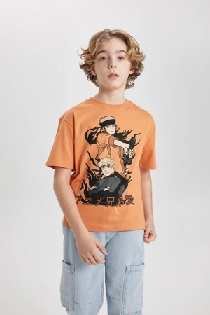 DEFACTO Boys Oversize Fit Crew Neck Printed Short Sleeve T-Shirt