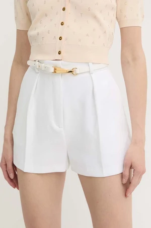 Kraťasy Elisabetta Franchi dámské, bílá barva, hladké, high waist, SH00542E2