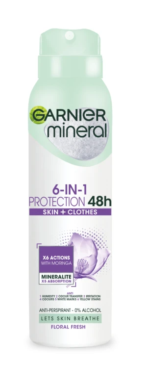 GARNIER Protection 6 Floral Fresh antiperspirant ve spreji s kompletní ochranou 6v1 150 ml