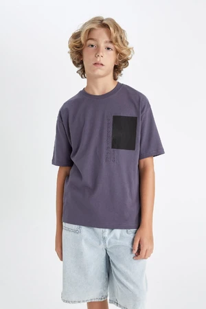 DEFACTO Boy's Oversize Fit Crew Neck Printed Short Sleeve T-Shirt