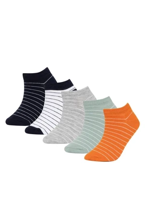 DEFACTO Boy's 5-Piece Cotton Striped Booties Socks