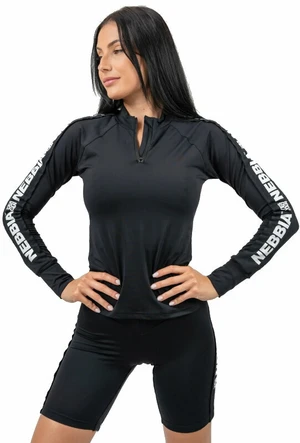 Nebbia Long Sleeve Zipper Top Winner Black L Tricouri de fitness