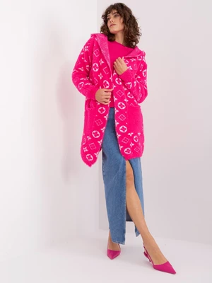 Fuchsia women's cardigan with patterns