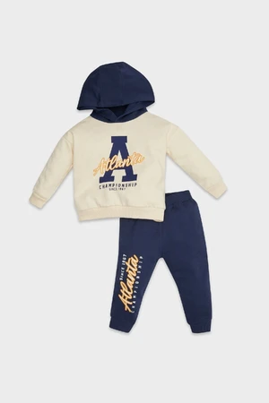 DEFACTO Baby Boy Printed Hooded Sweatshirt Elastic Waist Jogger Tracksuit Bottoms 2-Piece Set