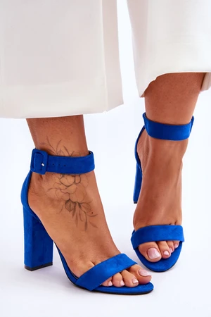 Suede High Heel Sandals Dark Blue Jacqueline