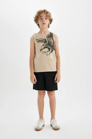 DEFACTO Boys' Printed Undershirt Shorts 2-Piece Set