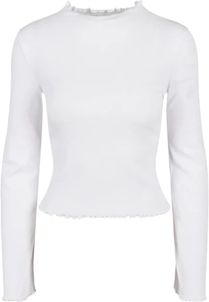 Women's ribbed turtleneck with long sleeves white