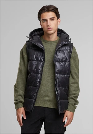 Men's quilted vest with hood Recycled black