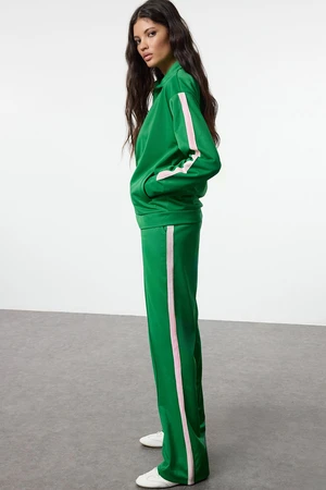 Trendyol Green Contrast Detailed Regular/Normal Fit Normal Waist Knitted Tracksuit Set