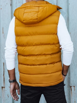 Men's quilted vest with hood yellow Dstreet