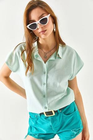 Olalook Women's Aqua Green Viscose Bat Shirt