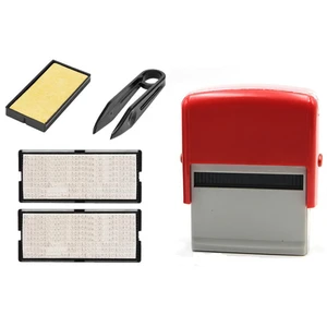 Self Inking Stamp Set Custom Personalised DIY Business Name Number Address Printing Rubber Stamp with Tweezers Kit