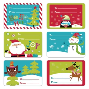 250pcs/roll Christmas Stamp Design Kraft Seal Sticker Kraft Paper Material Stick DIY Multifunction Envelope Gift Sticker 5*7.5cm