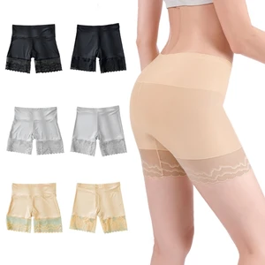 Lace Shorts Underwear Ice Silk Shorts Stretch Safety Leggings Undershorts for Women Girls Under Skirt Safety Shorts