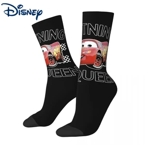 Retro Lightning McQueen Cars Football Socks Cartoon Disney Polyester Long Socks for Women Men Sweat Absorbing