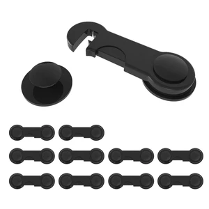 10Pcs Baby Safety Plastic Lock Catch Children Protection Refrigerator Latch Lock Clasp for Cabinet, Black