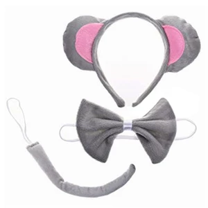 3pieces Lovely Mouse Ears Headband Bowtie and Tail for Halloween Party Costume