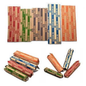 300Pcs Coin Wrapping Paper Striped Coin Wrapper Alphabet Prin Alphabet Printed Coin Wrappers for Banks Supermarkets