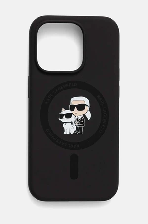 Obal na telefon Karl Lagerfeld iPhone 15 Pro 6.1 černá barva, KLHMP15LSCMKCRHK