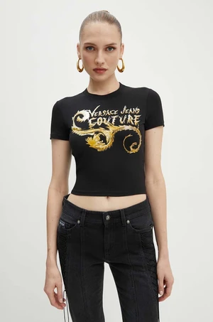 Tričko Versace Jeans Couture černá barva, 77HAHC00 CJ02C