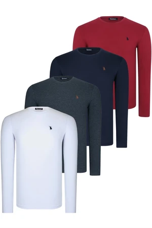 QUADRUPLE SET T8588 DEWBERRY ROUND NECK MEN'S SWEATSHIRT-ANTHRACITE-NAVY-WHITE-BURGUNDY