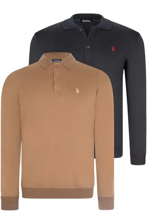 DOUBLE SET V4007 DEWBERRY MEN'S SWEATSHIRT-NAVY-CAMEL