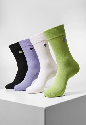 Heart Socks 4-Pack Black+Lilac+Lime+White