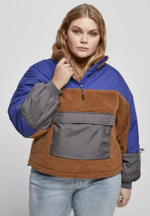 Women's Sash Three-Color Tug Jacket Caramel/Blue-Purple