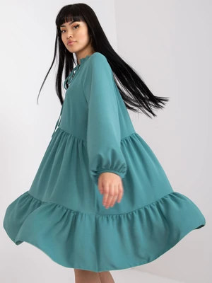 Sea dress with ruffle and long sleeves