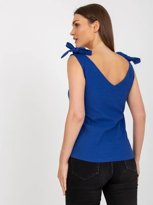 Dark blue V-neck top by RUE PARIS