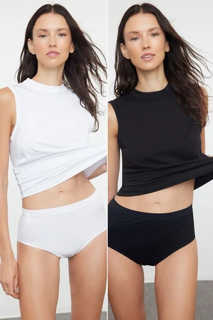 Trendyol Black-White 2-Pack Seamless Hipster Knitted Panties