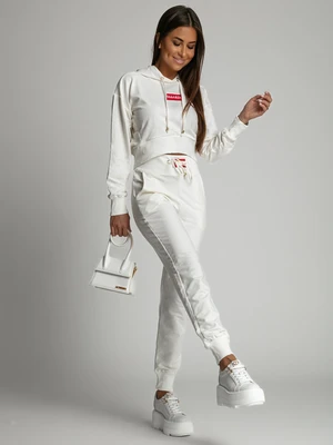 Women's tracksuit with asymmetrical ecru blouse