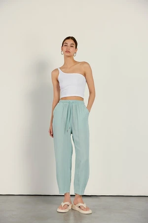 VATKALI Linen-Mixed Jogging Pants Mint Green