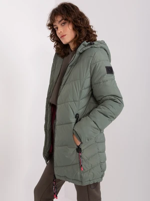 Khaki quilted winter jacket with hood SUBLEVEL